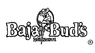 Baja Bud's black and white logo